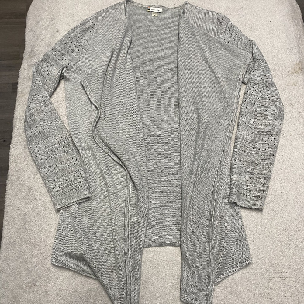 Smartwool Cardigan Womens Medium Gray Merino Open Front Knit‎ Read